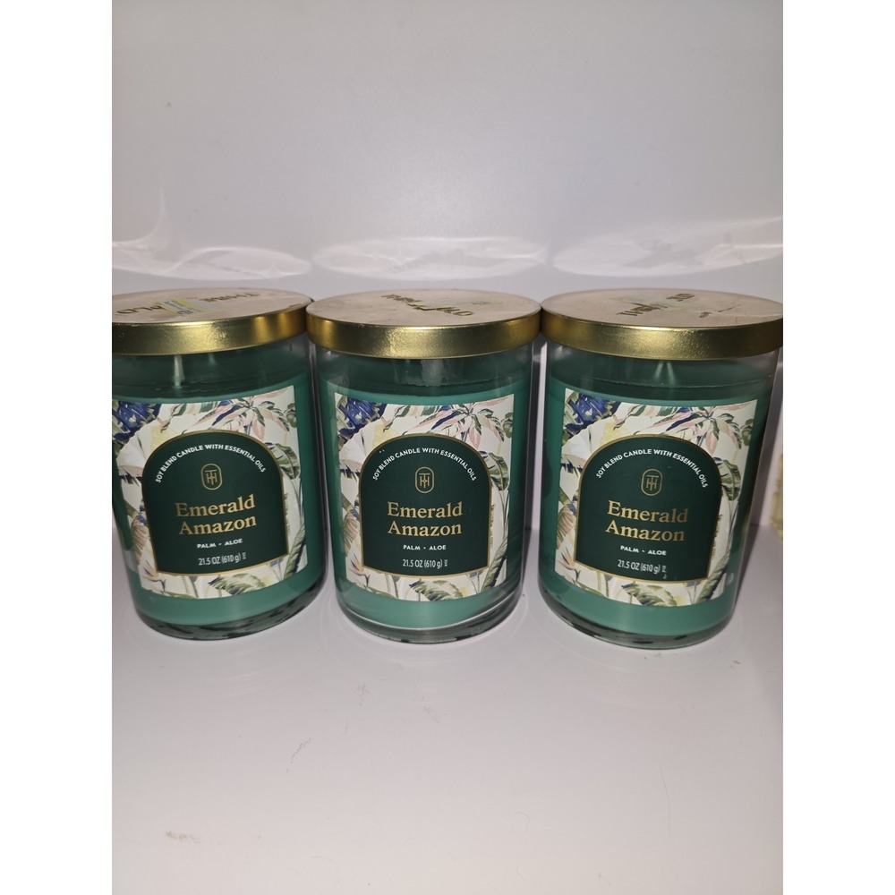 Threshold 2-Wick Jar Candle Emerald Amazon Palm Aloe 21.5oz 3-Pack 054-09-2824